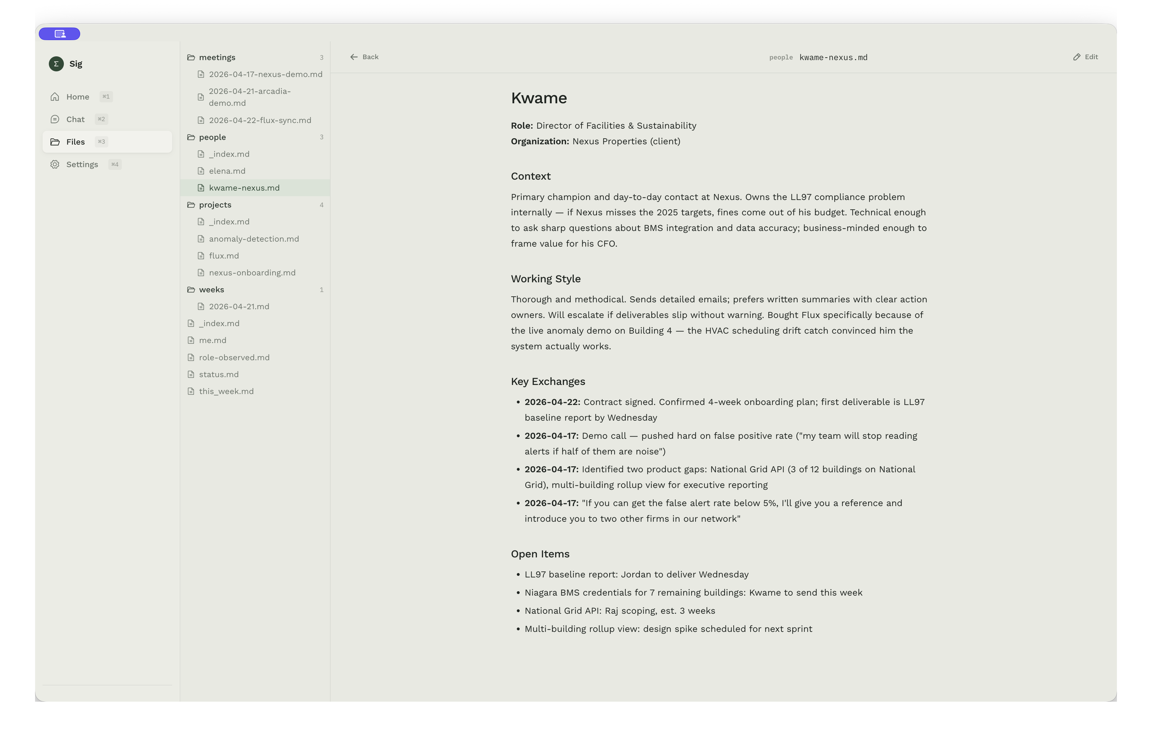 Sig Files — markdown notes on disk